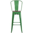 thumbnail image 7 of Emma + Oliver 30"H Green Metal Barstool with Back and Wood Seat, 7 of 7