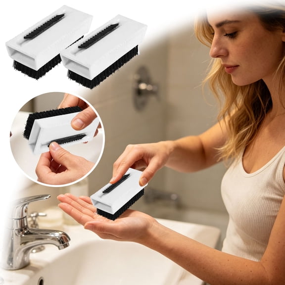 Nail Cleaning Brush for Hygiene and Cleaning of Fingernails and Toenails, Dual Sided Bristles for Stubborn Dirt and Gentle Scrubbing, Ergonomic Handle, Easy Clean