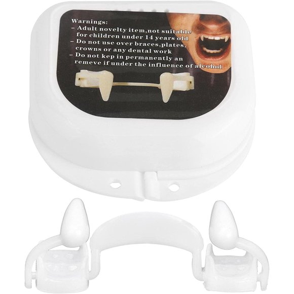 Vampire Fangs, Halloween Retractable Plastic Silicone Horrifying Vampire Fangs Teeth Realistic Reusable Scary Costume Decoration Fake False Teeth for Themed Party, Cosplay, Carnival
