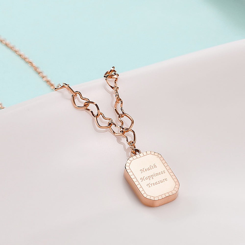 Women Girls,Rectangle Necklace 