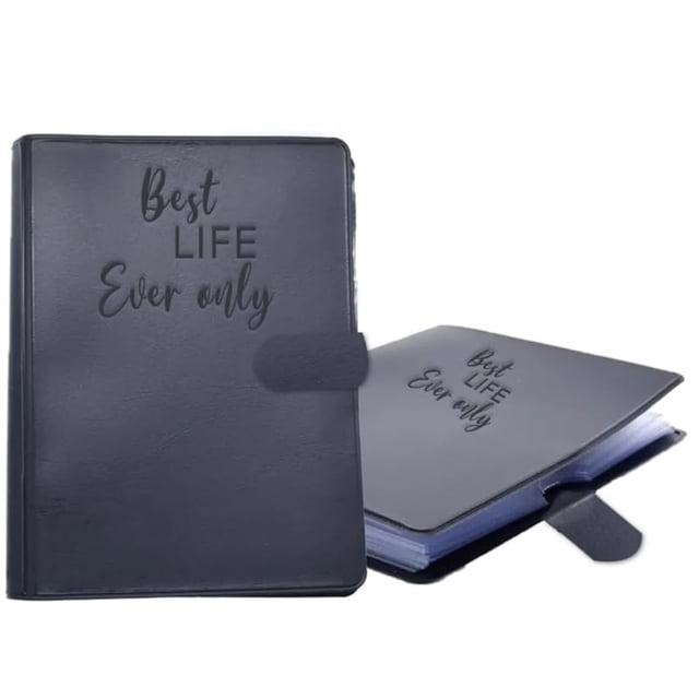 Leather Binder with Magnetic Closure, Refillable A5/A6 Ring Organizer for Sermon Notes & Study Guides, Vegan Leather Portfolio
