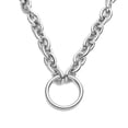 thumbnail image 1 of Minnieouse 1111Fourone-cadena de bloqueo gruesa Simple, collar Punk con círculo hueco geométrico, joyería de moda Ropa, zapatos y accesorios Miscelánea Plata Collar, 1 of 6