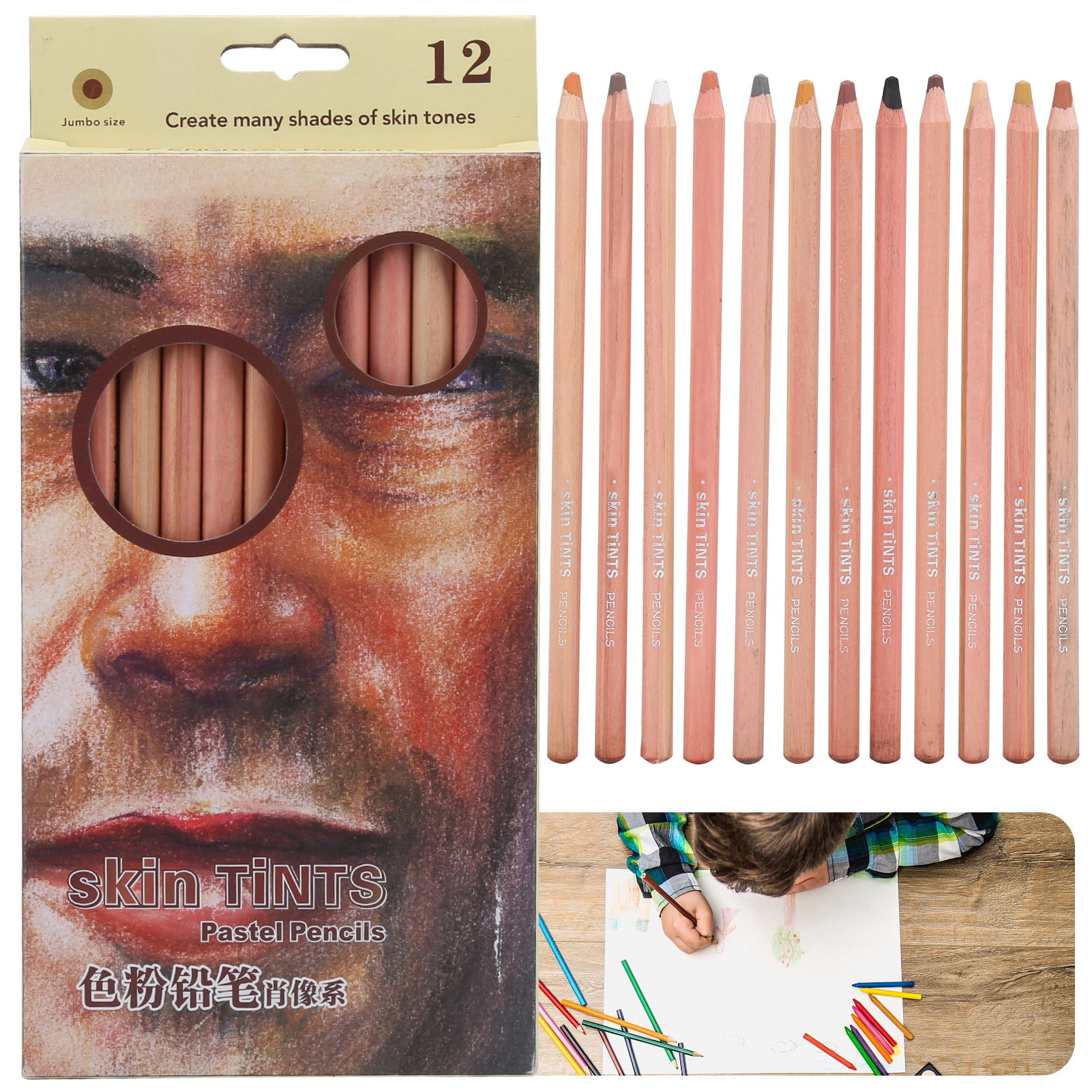 Dyvicl Skin Colored Pencils Skin Tone Pencils Portrait Set, 12 Colors Soft  Core Art Pencils for Drawing, Sketching, Shading, Coloring, Colored Pencils