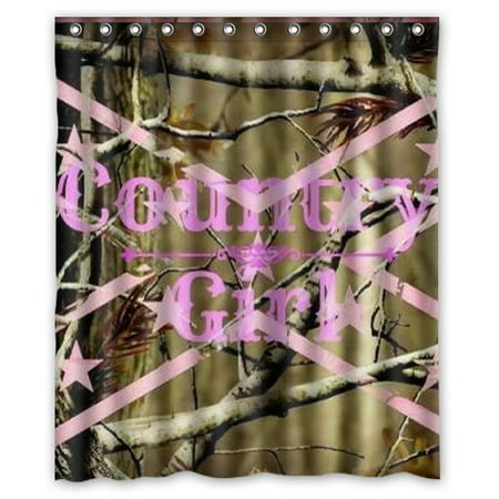 Ganma Browning Pink Country Girl Flag Camo Camouflage Background Shower Curtain Polyester Fabric Bathroom Shower Curtain 60x72 inches
