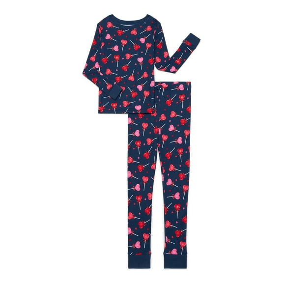 Girls Cotton Snug-Fit Top and Pants Pajama Set from Way to Celebrate, 2-Piece, Sizes 4-10