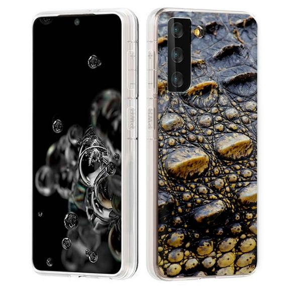 TalkingCase Slim Phone Case Compatible for Samsung Galaxy S21 5G, S30,(Not S21+,S21 Ultra),Black Crocodile Print,Lightweight,Flexible,Soft, USA