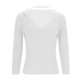 thumbnail image 6 of Fall Sweaters For Women Fashion Casual Long Sleeve Solid Color White V Neck Pullover Winter Sweaters S-XL, 6 of 8