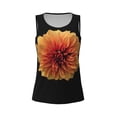 thumbnail image 4 of Xecao Orange Dalia print women's scoop neck, loose-fit workout tank tops for the gym., 4 of 9