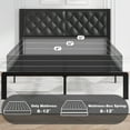 thumbnail image 6 of Bed Frame with Headboard PU Leather Upholstered, All Metal Slats Support Platform, Queen, Black, 6 of 7