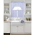 thumbnail image 3 of Blue Grid Swag Curtains for Living Room/Bedroom Windows, Checkered Plaid Gingham Lattice Trellis Print Kitchen Curtains and Valances Set 36 Inch Length, Light Filtering Swags Valance Curtain Panels, 3 of 5