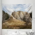 thumbnail image 1 of Yellowstone Tapestry, Big Rock in Orange Spring Mound Yellowstone Forest Cloudy Sky Scenery Nature, Fabric Wall Hanging Decor for Bedroom Living Room Dorm, 5 Sizes, Beige Blue, by Ambesonne, 1 of 1