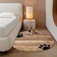 thumbnail image 4 of 5ft Washable Round Rug, Farmhouse Non-Slip Circle Area Rug for Living Room Bedroom, Cute Animal Claws Brown Retro Wood Texture Board Indoor Floor Mat for Home Decor, 4 of 9