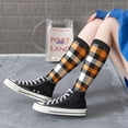 thumbnail image 3 of Lsque Orange Plaid Printed Crew Socks Men's Women's LightWeight Thin Casual Calf Socks ,Knee High Socks,Cotton Socks, 3 of 9