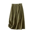 thumbnail image 2 of Antinious Winter Skirts for Women,Skirts for Women Trendy,Fashion Ladies Solid Casual High Waist Tiered Skirts With Pockets,Army Green,L, 2 of 5