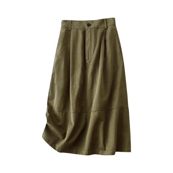 Cavosen Wool Skirt Cotton Elastic Waist Midi Skirts A Line Solid Short Skirts Elegant Workout Club Skirt
