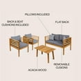 thumbnail image 5 of Thom 4-Piece Mid-Century Modern Acacia Wood Outdoor Patio Set with Cushions and Plaid Decorative Pillows, Gray/Teak Brown, 5 of 6