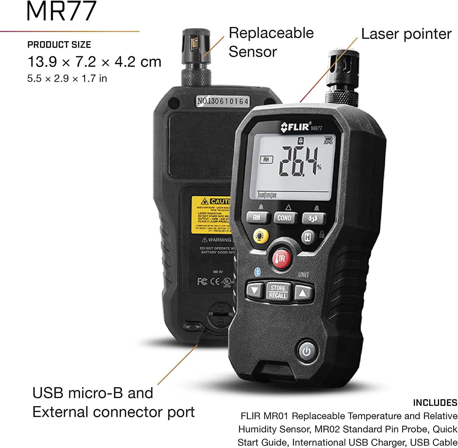 Flir Pinless Moisture Meter + Ir Thermometer And Meterlink