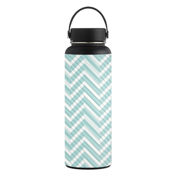 Carbon Fiber Skin Compatible With Hydro Flask 40 oz. Wide Mouth Sticker Design Design Aqua Chevron