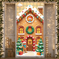 thumbnail image 5 of Festive Design Christmas Banner Gingerbread House Holiday Decor Snowy Scene for Winter Celebration Indoor Decoration Children Party, 5 of 9