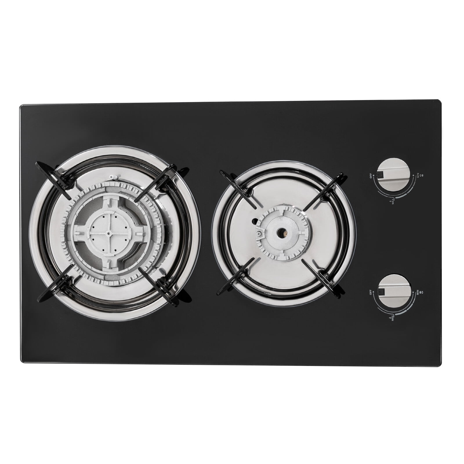 2-Burner Gas Stove with Adjustable Firepower, Piezo Ignition, Toughened Glass Panel, Energy-Efficient, Safe and Easy To Clean for Home Kitchens
