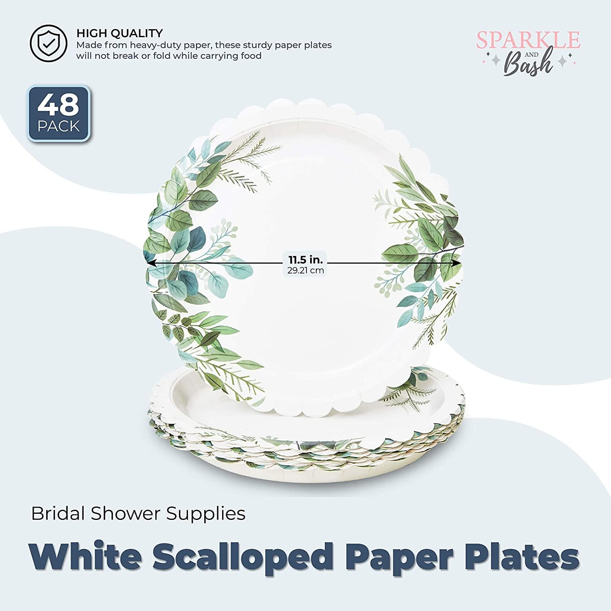 Bridal Shower Decorations, 9 Inch Paper Plates (9 In, 48-Pack) – Sparkle  and Bash