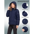 thumbnail image 5 of Wantdo Women's Plus Size Puffer Jacket Padded Fleece Coat Winter Jacket with Hood Navy 2XL, 5 of 9