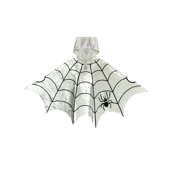 Halloween Cape Velvet Hooded Cloak Spider Costumes Cosplay 9-10 Years