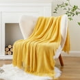 thumbnail image 6 of Yellow Throw Blanket, Mustard Yellow Knitted Throws,Summer Throw for Couch Sofa, 50" x 60", 6 of 8