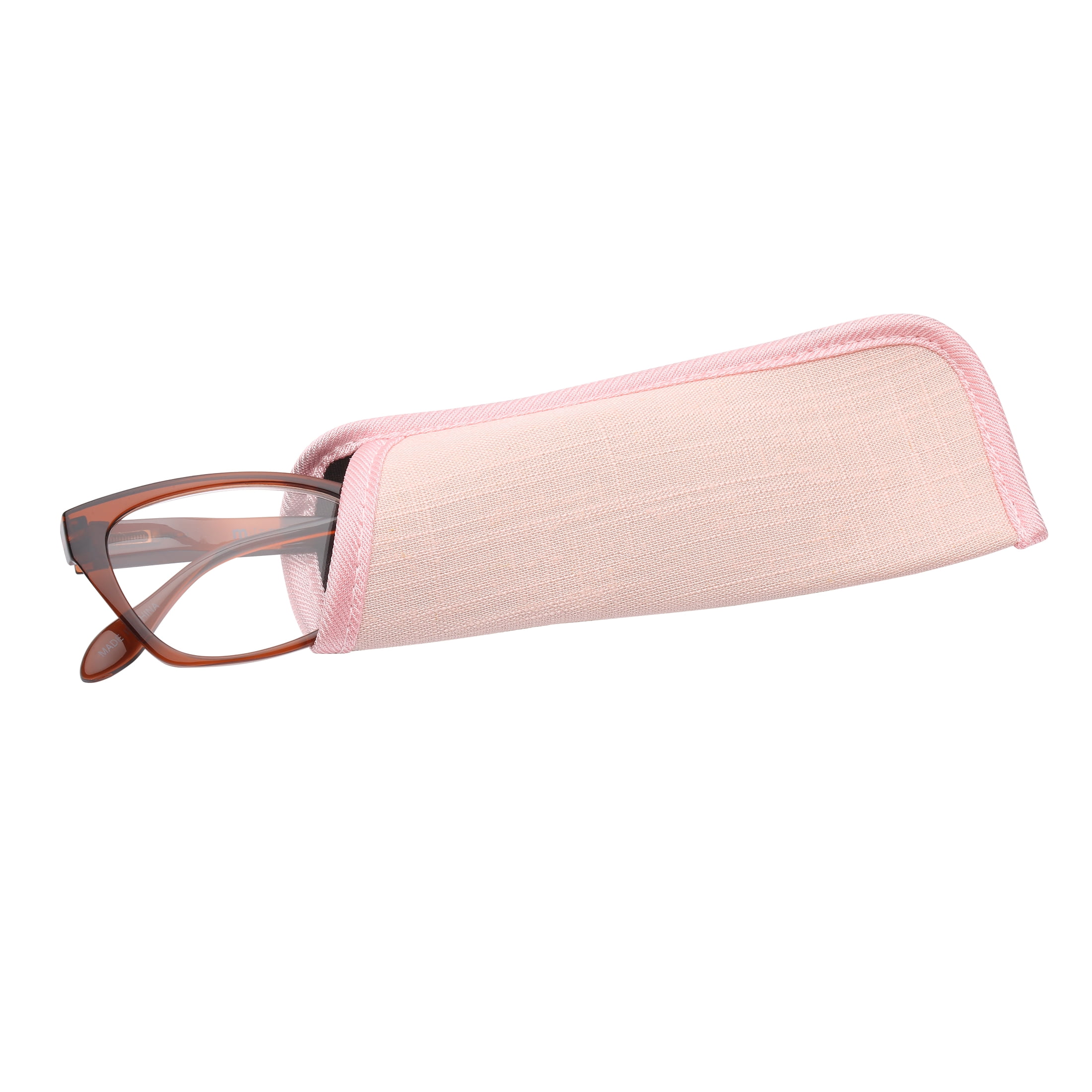 (2 pack) M+ Womens Spring Hinge Plastic Reading Glasses Crybn 1.25 Maya in Crystal Brown with Pouch