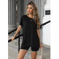 thumbnail image 2 of Conjunto de pijama Ekouaer para mujer, manga corta, ropa de salón, color negro, talla M, 2 of 6