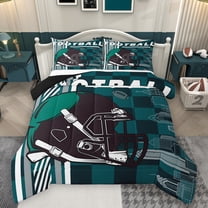 Homewish Rugby Football Helmet Bedding Comforter Set,Geometric Checkered Pattern Twin Comforter Sets,Yellow Black Bedding Set For Boys Kids,Luxury Bedroom Decor Reversible,2-Piece