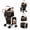Brown, variant on Extra Large Foldable 3-in-1 Pet Stroller for 2 Dogs or Cats, Double Carrier with 4 Lockable Wheels & Safety Tether, Holds up to 60 lbs, Portable Travel Cart for Small to Medium Pets (Black)