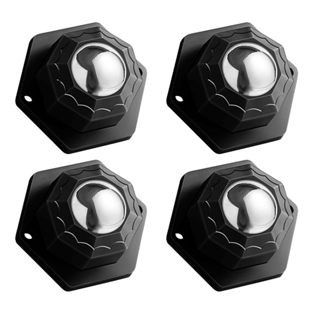 Ruedas giratorias adhesivas para muebles pequeños, 4 Uds. (bola de acero negra)