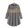 thumbnail image 4 of LYXSSBYX Jackets for Women Plus Size Clearance Women Button Plush Tops Hooded Loose Cardigan Leopard Patchwork Coat Jacket, 4 of 5