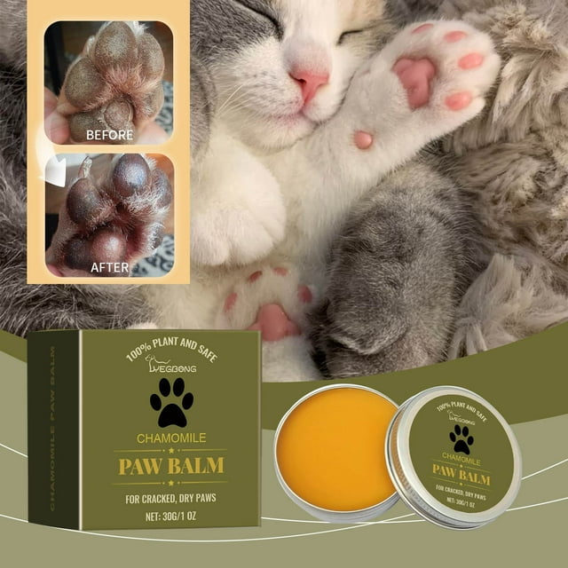 Crema para patas de mascotas para perros y gatos | Crema hidratante natural con cera de abeja y karité | Repara y calma las almohadillas secas y agrietadas | Protección contra frío y calor | Rápida