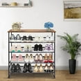 thumbnail image 5 of 5-Tier Tilting Adjustable Freestanding Shoe Rack 12-Pairs for Durability and Stability for Entryways, Hallways, Closets, Dormitory Rooms, and Industries，Brown, 5 of 18