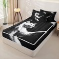 thumbnail image 2 of Homewish Minimalist Cat Animal Zipper Full Size Comforter Sets with Fitted Sheet and 2 Pillowcases,Football Games Zipper Bedding Set,Black White,Black Reversible,4pcs, 2 of 8