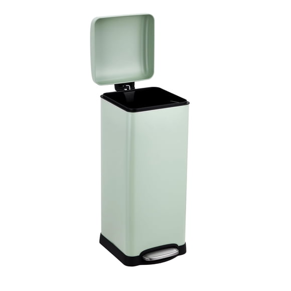Garvee bote de basura rectangular de 30 L de acero inoxidable con pedal, tapa de cierre suave, cubeta interior removible y acabado antihuellas para hogar u oficina