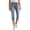 #02 Blue 【Daily Essentials: Mix & Match All Colors】, variant on Women's Stretch Denim Capris Pants with Pockets, Mid Distressed Hem Casual Summer Stretchy Cropped Trousers, Solid Color Trendy Comfy Daily Wear Travel Essentials | Aestivo,Black L