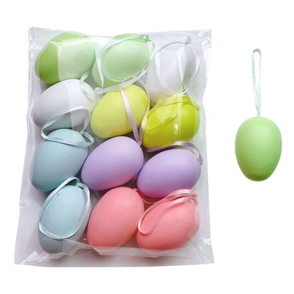 FXMLRLK 12Pcs Colorful Easter Eggs Decorations Hanging Ornaments for Easter Basket Tree Decor Party Favors Supplies Home