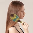 thumbnail image 3 of Sunflower Print Hair Brush, Vintage Floral Boho Chic Detangler with Watercolor Yellow Bloom Pattern, 3 of 8