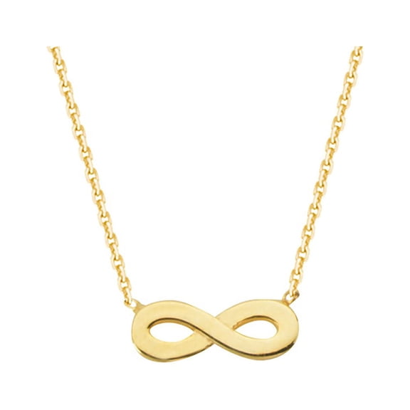 14K Yellow Gold Infinity Necklace. Adjustable Diamond Cut Cable Chain 16" to 18"