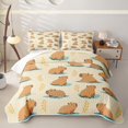 thumbnail image 2 of Erosebridal Cute Capybaras Quilt King,Kawaii Rodent Animal Capybara King Coverlet Set For Kids,3-Piece, 2 of 7