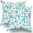 thumbnail image 1 of Teal Grey Leopard Print Pillow Covers 18X18 Inch Teal Gray Watercolor Cheetah Decorative Pillow Cases Animal Square Throw Pillow Case Set of 2 Home Decor For Sofa Living Room Bedroom Bed Cushion, 1 of 5