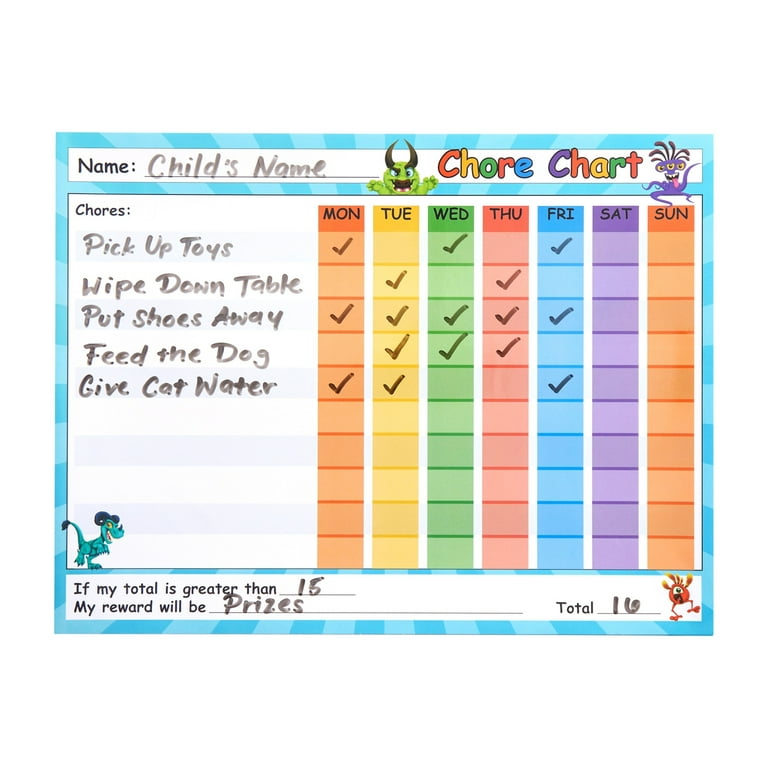 6 Pack Dry Erase Chore Chart for Kids, Reusable Behavior Reward Board with  Self-Adhesive for Classroom, Monster Designs (14.5 x 11 In)