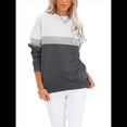 thumbnail image 2 of Sudadera Informal de Larga con Bloques de Color para Mujer, Cuello Redondo, Corte Holgado y Bolsillos. Negro M, 2 of 6