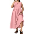 thumbnail image 3 of Elvqul Dresses for Women Elbow-Length Crew Neck Womens Dresses Plus Size Solid Pullover Long Dresses Elegant, 3 of 8