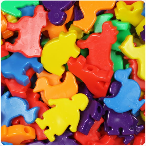 BeadTin Opaque Mix 30-40mm Farm Animals Pony Beads (4oz)