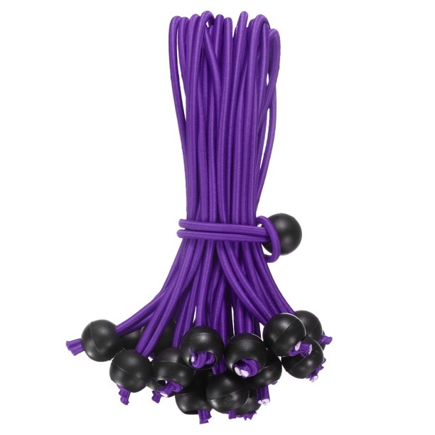 Cuerdas elásticas de 12" con bolas, 20 piezas de cuerdas elásticas con bolas para sujetar lonas para tiendas (Caqui/Negro)