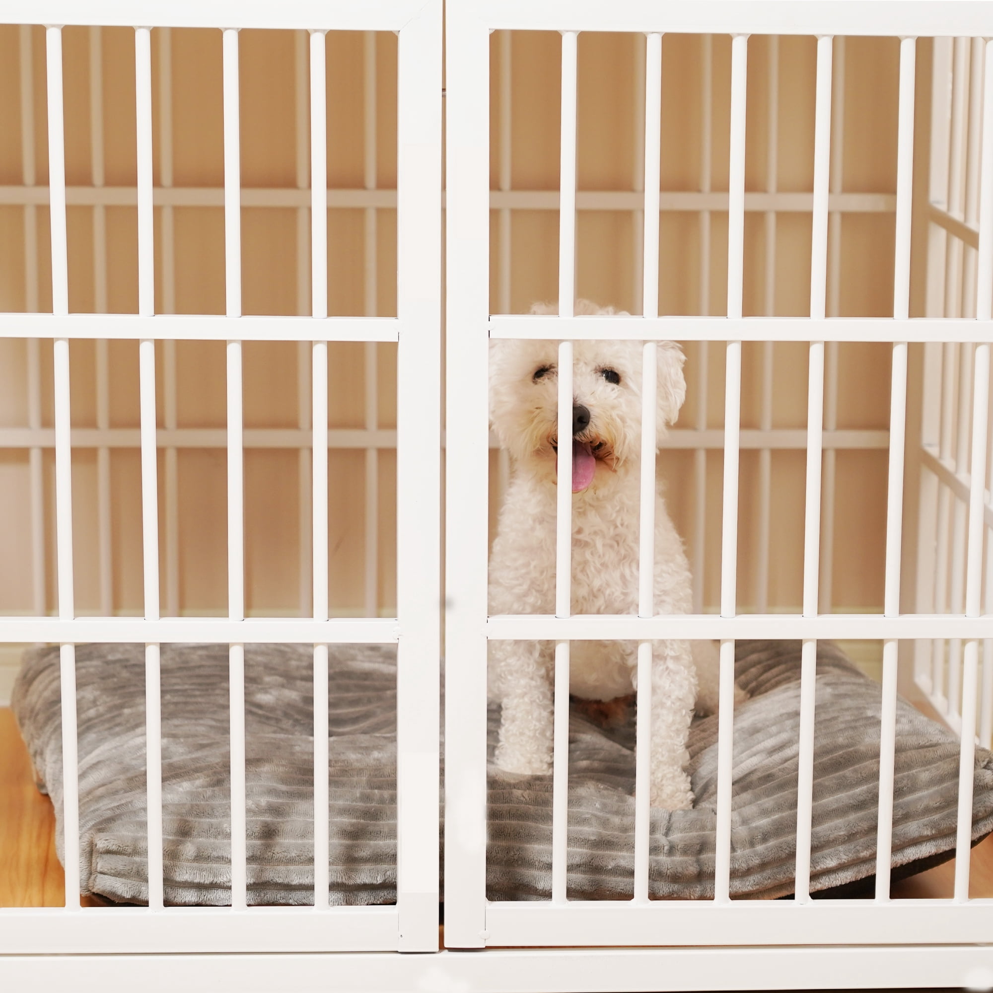 Large Dog Bed 33x24 inch Plush Soft Dog Cage Bed Washable Dog Mat with Non-Slip Bottom for Large Dogs Cat Gray